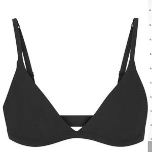 SKIMS Stretch Cotton Triangle Bralette, Soot S